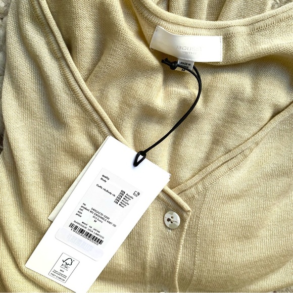 MOUSSY VINTAGE Champagne V-Neck Cropped Cardigan, Made in Japan, Size M, NWT - Picture 3 of 6